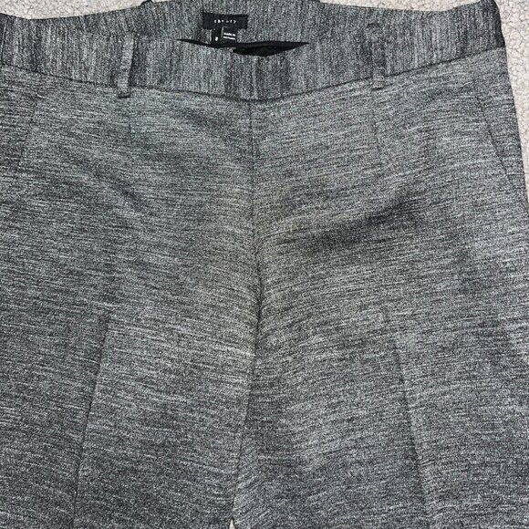 THEORY Black & Gray Space Dye Straight Leg Slit Hem Slacks Trouser Pants -EUC -8 - Picture 2 of 13